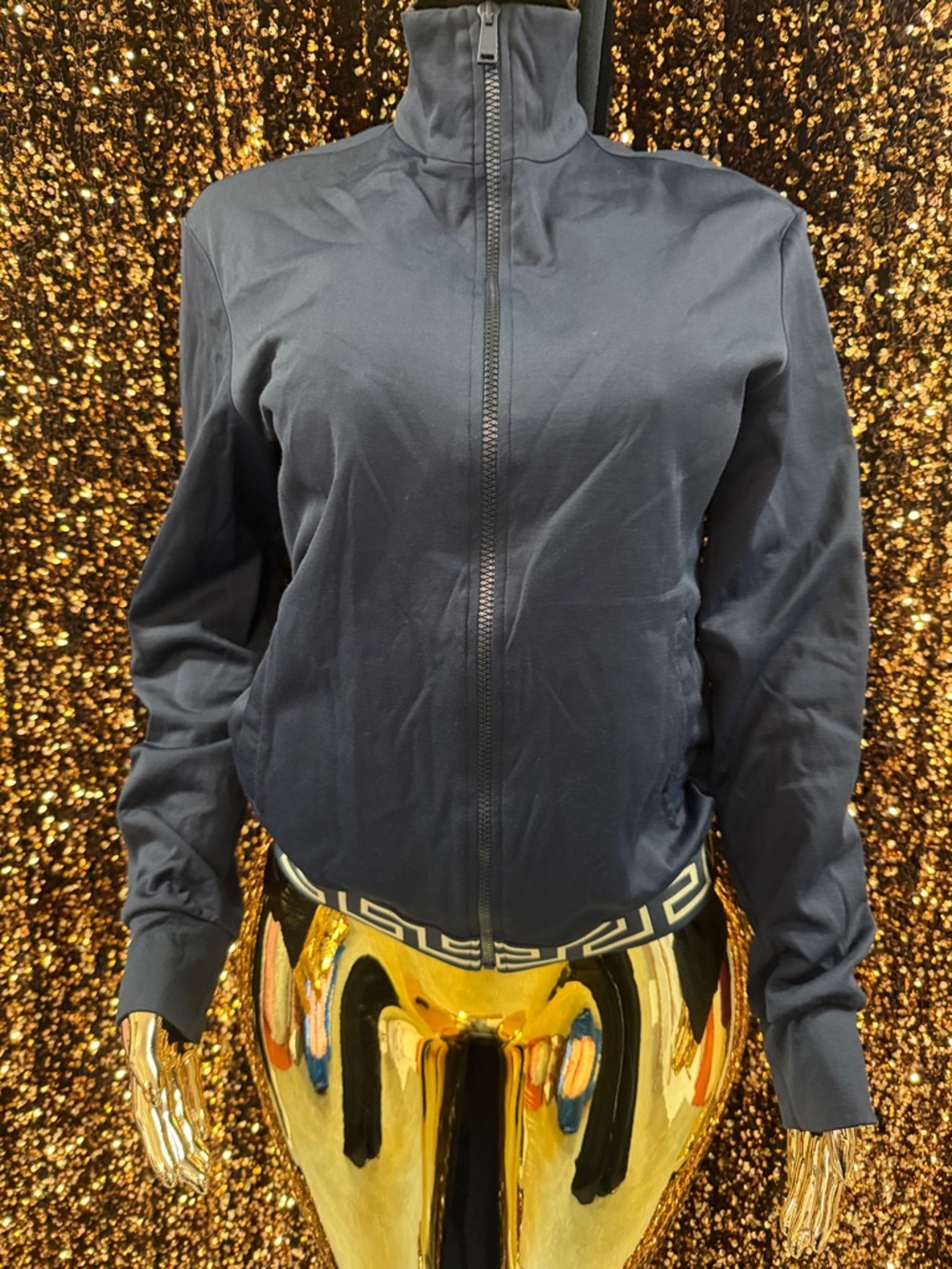 Versace Navy Zip-Up Bomber Jacket